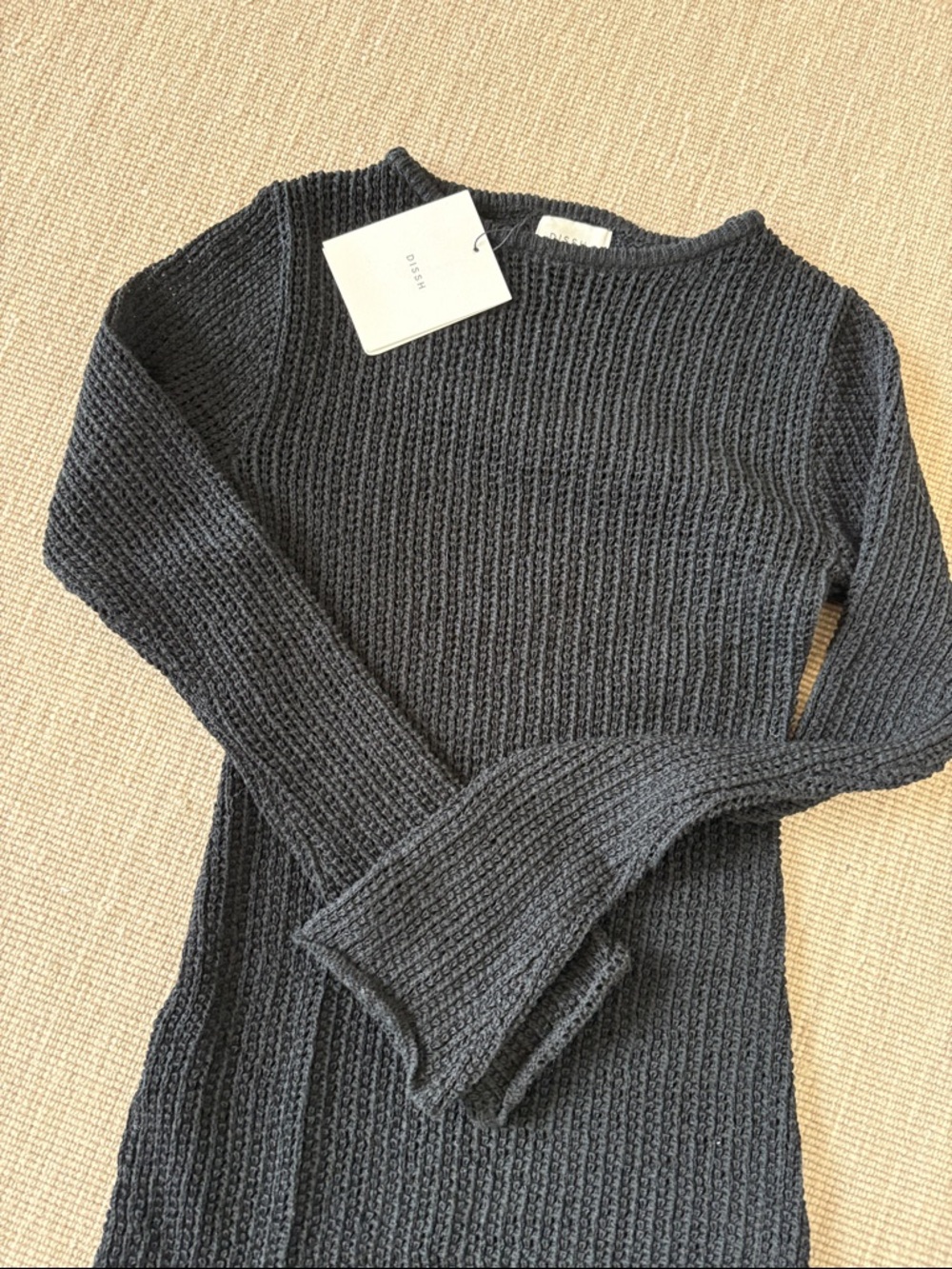 DISSH Black Ribbed Maxi Sweater Dress